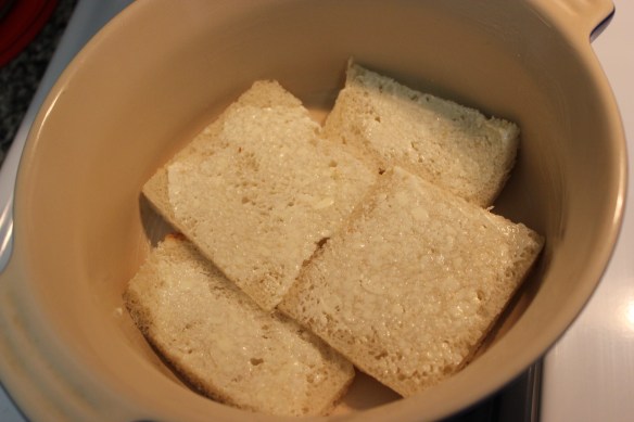 bread layer in bread and butter pudding